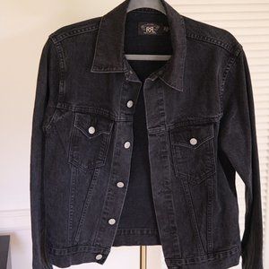 RRL Worn-In Black Denim Trucker Jacket Men Small